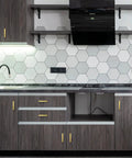 Modern kitchen with 40 Pack Three And Three Quarter Inch Square Cabinet Handles In Brushed Brass Finish With Stainless Steel Build, Three And Three Quarter Inch Hole Center, Modern Kitchen Cabinet Pulls To Dress Up Cabinets, Drawers And Doors on dark cabinets