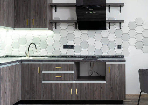 Modern kitchen with 40 Pack Three And Three Quarter Inch Square Cabinet Handles In Brushed Brass Finish With Stainless Steel Build, Three And Three Quarter Inch Hole Center, Modern Kitchen Cabinet Pulls To Dress Up Cabinets, Drawers And Doors on dark cabinets