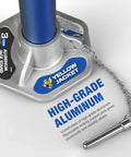 3 Ton Aluminum Jack Stands With Locking Pins For Cars, SUVs And Light Duty Trucks, Lightweight Blue And Silver base close-up