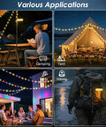 2 Pack Camping String Lights 4 In 1 Camp Light With 8 Modes And 32.8 Feet Hanging Tent Lights Rechargeable Waterproof LED Lantern applications