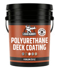 Heavy Duty Polyurethane Deck Coating In Smooth Neutral Beige With Hella Durable Waterproof Seal For Wood And Concrete Plus A Solid Four Gallon Bucket.