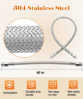 40 Inch 1/2 Inch Air Compressor Jumper Hose Industrial Grade Built Tough Flexible Stainless Steel Metal Hose 450 PSI High Temp 750 F