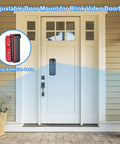 Front door with Adjustable Angle Mounting Bracket for Video Doorbell 2021 Black shown with strong adhesive paste.