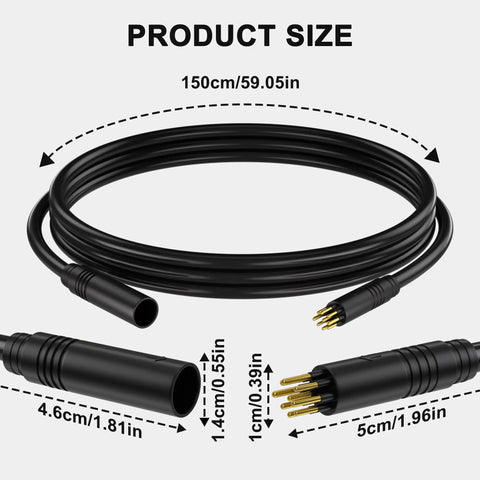 9 Pin Ebike Motor Extension Cable Female To Male Connector For Electric Bike Motor Conversion Kit 150 Cm 1 Pack Easy Install Replacement Cable Plug And Play Ideal For Replacing Old Or Damaged Wires In E Bike Systems