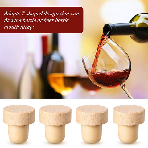 24 Piece T Shaped Cork Plugs Set Reusable Wooden And Rubber Wine And Beer Bottle Stoppers For Fresh Tastes Easy Seal