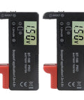Two Pack Universal Battery Tester Checker For AA AAA C D 9V 1.5V Button Cells Handy Household Battery Monitor Meter For Quick Power Checks Safe Electronics Maintenance And Easy Battery Health Readouts. black BT-168 Pro testers