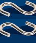 Close-up of Heavy Duty S Hooks 4 Pack For Hammock Stands, Swings, Plant Hangers, Built Tough Industrial Grade Galvanized Steel