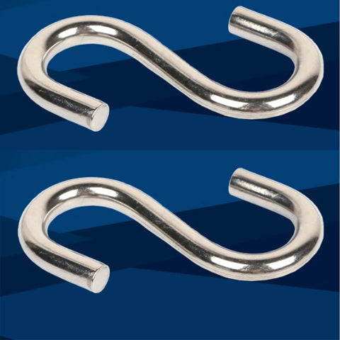 Close-up of Heavy Duty S Hooks 4 Pack For Hammock Stands, Swings, Plant Hangers, Built Tough Industrial Grade Galvanized Steel