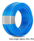 Beefy Blue Air Hose Polyurethane Tubing Anti Kink Strong Air Flow High Powered Works For Compressor Needs All Day Fits Eight MM Size Connections For Pro Work In Any Garage Good, coiled 20m blue polyurethane air hose