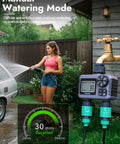 Two Zone Garden Hose Sprinkler Timer With Dual Channel Control and waterproof design in manual watering mode setup