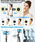 All In One Vlogging Kit For iPhone And Android With 63 Inch Auto Face Tracking Tripod, showing dual LED lights and phone holder.