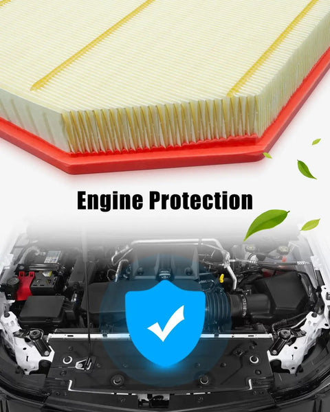 Premium Engine Air Filter Compatible With Chevy Colorado Trail Lt Z71 Zr2 And GMC Canyon At4 At4X Denali 2023-2024 top view, showing protective design.