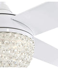 52 Inch Brushed Nickel Indoor Ceiling Fan With Dimmable LED Light Kit, Crystal Jewel Shade, Reversible White And Silver Blades