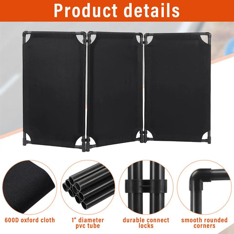 Safety Barricade 5.8 Ft Caution Sign PVC Frame Folding Security Gate Portable Privacy Fence High Visibility, close-up details.