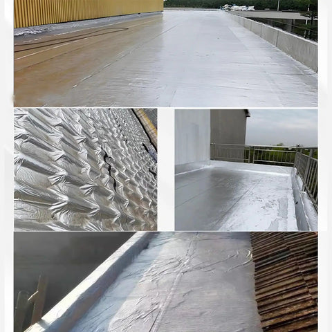 Hella Tough Self Adhesive Roof Tape With Thick Aluminum Foil Backing and Heavy Duty Bitumen Waterproofing Membrane Roll applied to flat surfaces.