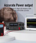 Variable DC Bench Power Supply 0-60V 0-20A 1200W With Encoder Knob Output On Off Switch 4 Digit LED Display OVP And OCP Protection Aux Output Terminal Switching Regulated For Lab Geeks And DIY Tinkerers showing accurate power output.