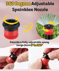Heavy Duty 10 Pack Variable Arc Sprinkler Head Replacement For Pop Up Irrigation Nozzles Adjustable 0 To 360 Spray Pattern No Sweat Backyard Garden Lawn Yard Watering Kit With Built In Filter Screen adjustable sprinkler nozzle in hands showing 360 degree range
