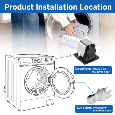 Heavy Duty Dryer Door Catch Metal Strike Kit Replacement installation on top-load dryer door and body