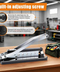 Beefed-Up Bench Hose Crimper Kit With Five Dies And 100 Ferrules for 1/4, 5/16, 3/8 inch hoses, pro grade mounted on workbench.