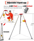 Adjustable tripod legs at 1.35m and 2.15m for Built Tough Confined Space Tripod Rescue Winch Rig with stabilizer.