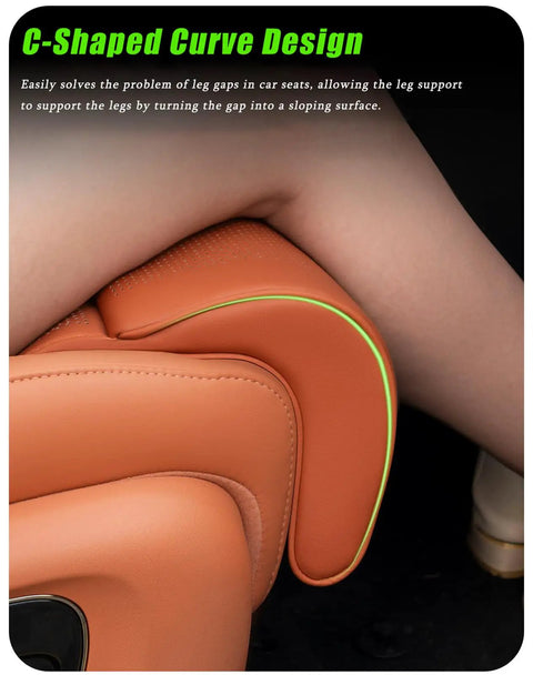 C-Shaped Curve Design of Ergonomic Mini John Cooper Works Electric Thigh Support Cushion With Soft Pu Leather Leg Rest Pad for Car Seat.