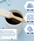 Open can of All In One Multi Surface Black Paint For Indoor And Outdoor Use No Sanding No Priming Quick Drying For Wood Walls Furniture Cabinets Metal And More 5 Oz with paintbrush