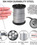Heavy Duty Stainless Steel Picture Hanging Wire 1.5mm Diameter 100 Feet Long Includes 40 Aluminum Crimping Sleeves