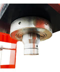 Heavy Duty 100 Ton Shop Press With Dual Hydraulic Rams And 125 PSI Air Assist showing the precision hydraulic ram mechanism.