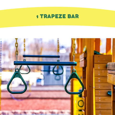 DIY Swing Set Hardware Kit With Easy A-Frame Brackets, Swing Seats, Ring Trapeze Bar, All Assembly Hardware And Clear Instructions, Free-Standing Outdoor Playset For Kids, Wood Not Included