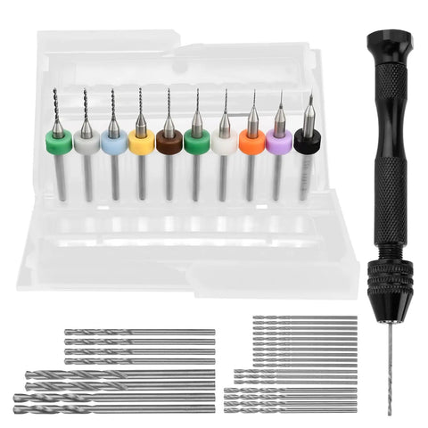 Pipe Vise Micro Mini Hand Drill Set With Premium HSS Micro Bits For Arts And Crafts Jewelry Making And Resin Work Includes 25 HSS Bits And 10 PCB Bits For Precise Tiny Drilling In A Compact Pin Vise Kit 1.5x0.13 Inch