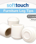 Round Non-Marking Rubber Slip On Chair Leg Tips One And One Quarter Inch For Hardwood Floors And Carpet Nonslip Protective Furniture Leg Caps For Chairs Stools And Tables On Hard Surfaces White Set Of 4