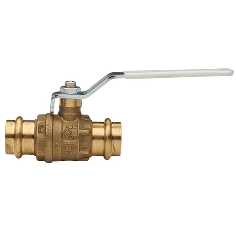 One And A Half Inch Press End Brass Ball Valve With Full Port Flow For Plumbing And Potable Water Lead Free ASTM B88 Brass Body Steel Handle