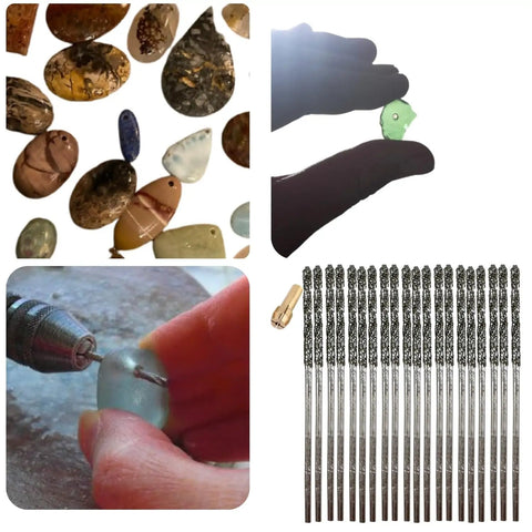 1mm Diamond Drill Bit Set With Collet 20Piece Pro Grade Glass Stone Seashells And Gemstones Drill Bits For Dremel Rotary Tools