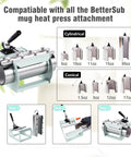 5 In 1 Heat Press Machine For T Shirts, Mugs, Hats, Plates And Tumblers With 12x15 Swing Away Plate, 360 Degree Swivel, Industrial Quality Sublimation For Home Studio, Fits 30oz Tumblers, Teal Finish with BetterSub mug attachments