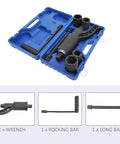 Heavy Duty Torque Multiplier Wrench Set With Carrying Case Go To Lug Nut Remover Kit open in blue case showing sockets and wrench