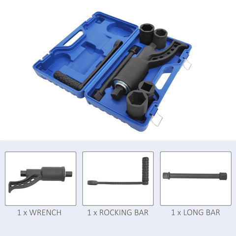 Heavy Duty Torque Multiplier Wrench Set With Carrying Case Go To Lug Nut Remover Kit open in blue case showing sockets and wrench