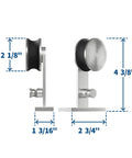Sliding Barn Door Hardware Stainless Steel Top Mount Rollers with measurements for easy installation
