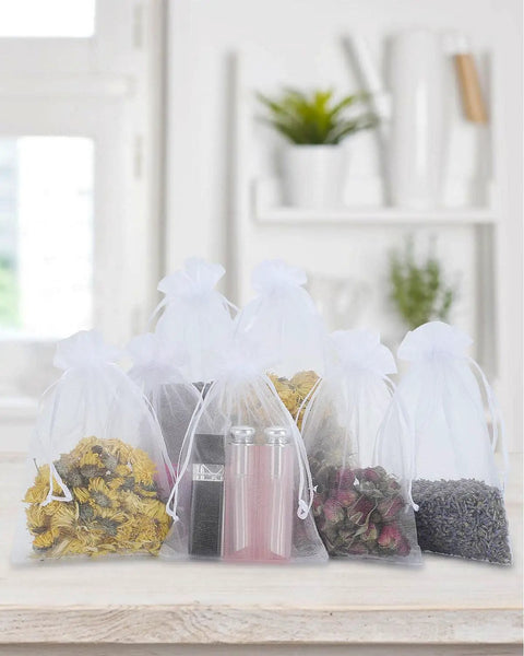 White Organza Drawstring Bags 100 Pack 3x4 Inch Small Sheer Gift Bags For Jewelry Wedding Favors Party Gifts Candy Packaging