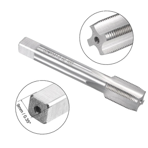 Close-up of M15 X 1 Metric Tap part of Tap and Die Set Kit for Thread Repair with square shank and thread detail