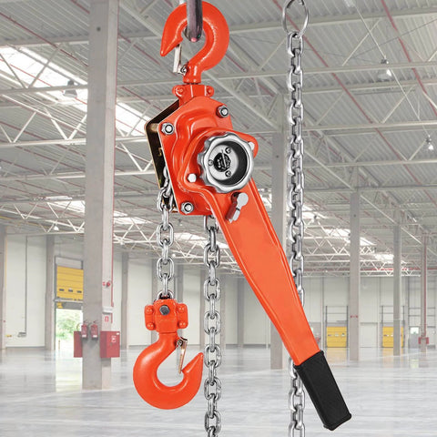 Lever Chain Hoist Come Along For Heavy Lifting Three Quarters Ton Capacity 1650 Lbs in warehouse
