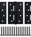 Three Pack 4x2.6 Inch Black Door Hinges With 26 Mounting Screws For Doors And Cabinets, Heavy Duty Iron Hardware For DIY Projects, Built Tough, No Brainer Install black iron hinges with screws