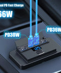 Slick 2 Pack 12V USB Outlet With Voltmeter And Four Fast Charging Ports with dual PD fast charge ports and digital display.