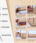 Installation steps for assembling book binding press using nuts, washers, and bolts on bamboo board with step-by-step guide.