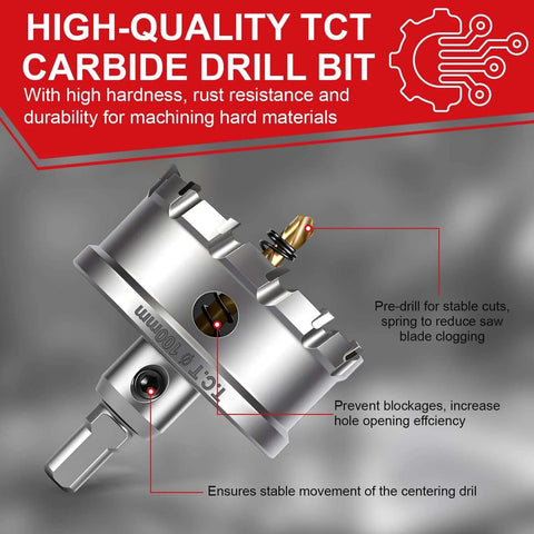 BEoffer 4-inch TCT hole saw set with carbide-tipped cutter and spring-loaded pilot drill