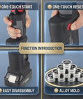 Pro Portable Electric Hydraulic Hose Crimper With Two 18V Batteries And Fast Charger showing one-touch features and alloy dies.