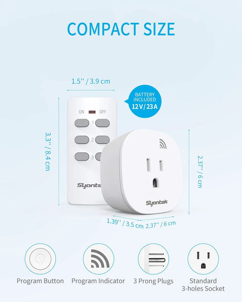 Wireless Remote Outlet Kit For Home Electronics And Lamps Expandable Light Switch System With 3 Outlets And Remote Up To 100 Ft