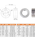 304 Stainless Steel Shaft Collar With Set Screw H7 Bore Five Eighths Inch Outer Diameter One And One Eighth Inch diagram