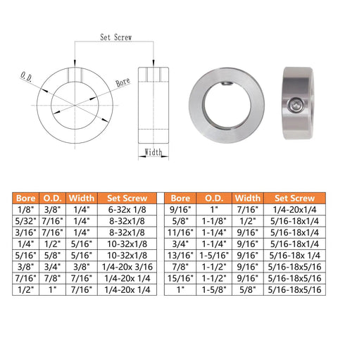 304 Stainless Steel Shaft Collar With Set Screw H7 Bore Five Eighths Inch Outer Diameter One And One Eighth Inch diagram