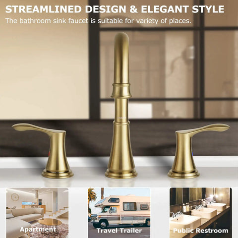 Widespread Double-Handle Bathroom Faucet In Brushed Nickel With Metal Pop Up Drain, CUPC-Approved Supply Lines