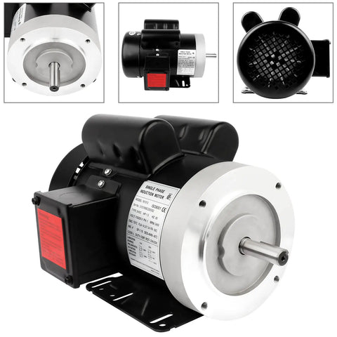 Reliable 1.5 HP Electric Motor With 3450 RPM Reversible Single Phase 56C Frame TEFC Five Eighth Inch Shaft 115V And 230V